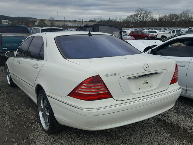 WDBNG70J65A442736 - 2005 MERCEDES-BENZ S 430 WHITE photo 3