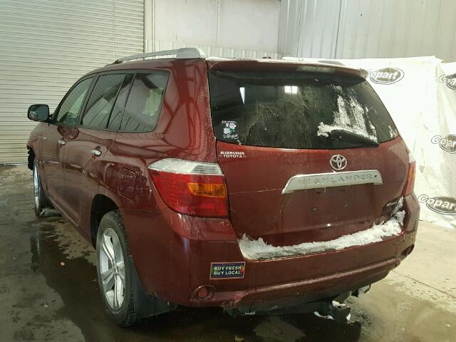 5TDDK3EHXAS030844 - 2010 TOYOTA HIGHLANDER MAROON photo 3