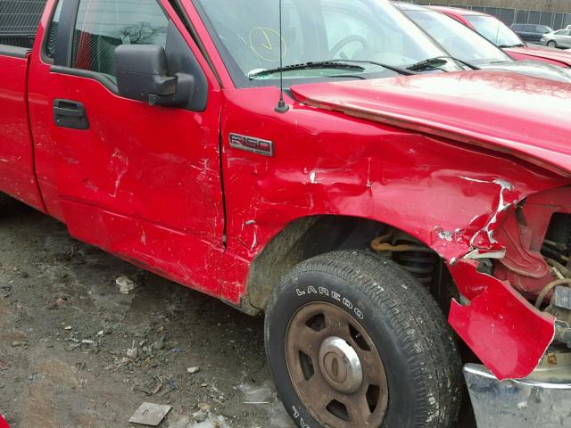 1FTRF12W05NA63848 - 2005 FORD F150 RED photo 9