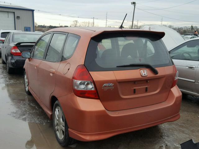 JHMGD38638S064688 - 2008 HONDA FIT SPORT ORANGE photo 3