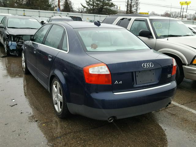 WAULT68E44A085512 - 2004 AUDI A4 3.0 QUA BLUE photo 3