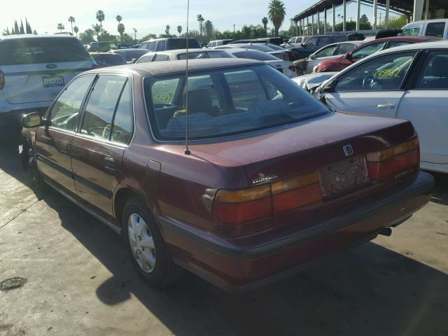 1HGCB7657MA185149 - 1991 HONDA ACCORD LX MAROON photo 3