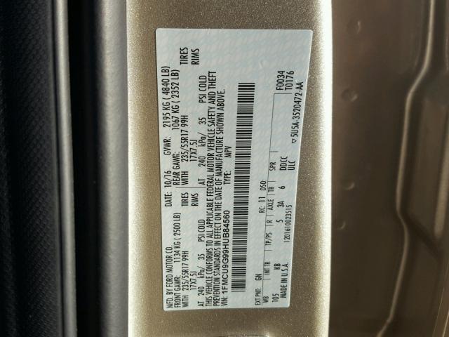 1FMCU9G99HUB84560 - 2017 FORD ESCAPE SE GOLD photo 10