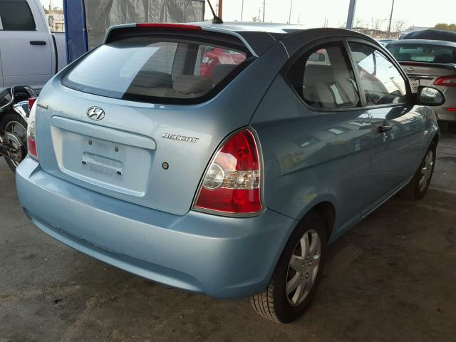 KMHCM36C67U035175 - 2007 HYUNDAI ACCENT GS BLUE photo 4