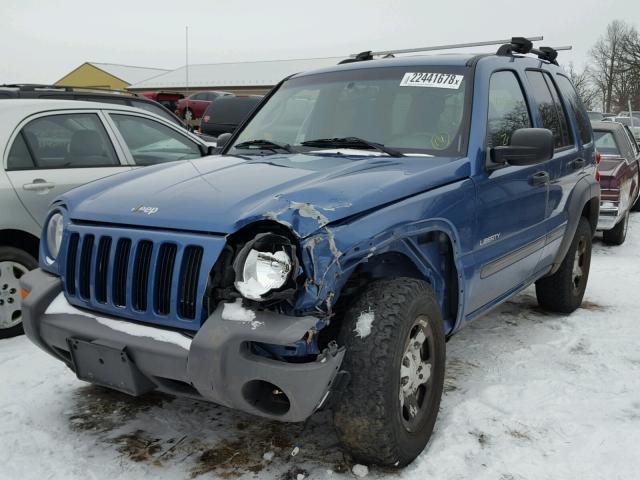 1J4GL48K54W151240 - 2004 JEEP LIBERTY SP BLUE photo 2