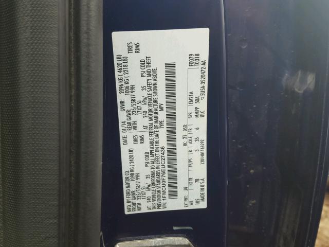 1FMCU0F76EUC27436 - 2014 FORD ESCAPE S BLUE photo 10