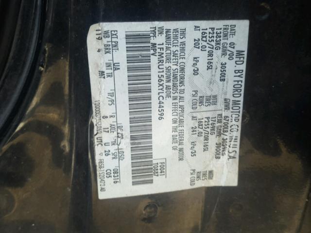 1FMRU156XYLC44596 - 2000 FORD EXPEDITION BLACK photo 10