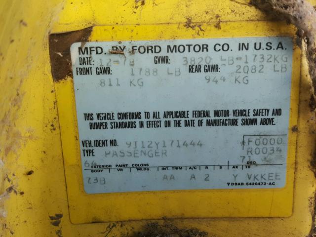0000009T12Y171444 - 1979 FORD PINTO YELLOW photo 10