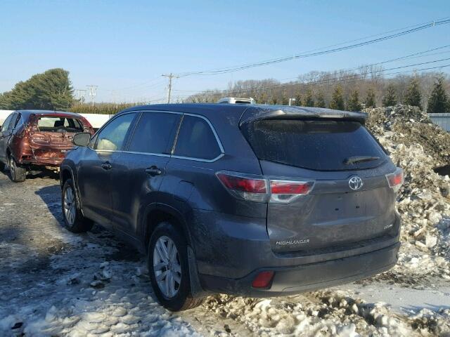 5TDBKRFH5FS073519 - 2015 TOYOTA HIGHLANDER GRAY photo 3