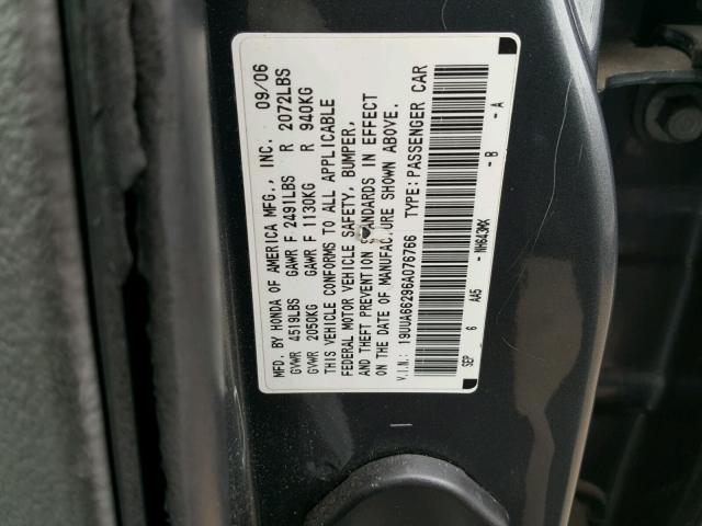 19UUA66296A076766 - 2006 ACURA 3.2TL GRAY photo 10