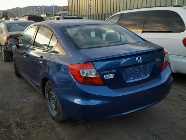 19XFB2F54CE318489 - 2012 HONDA CIVIC LX BLUE photo 3