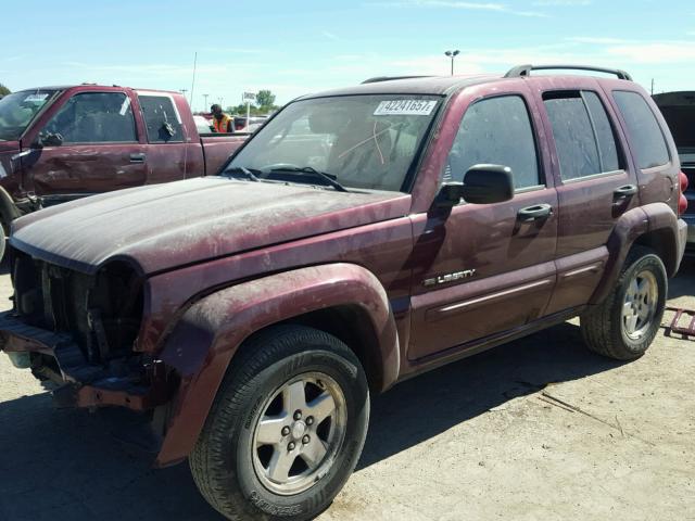 1J4GL58K03W574909 - 2003 JEEP LIBERTY LI MAROON photo 2