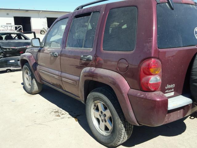 1J4GL58K03W574909 - 2003 JEEP LIBERTY LI MAROON photo 3