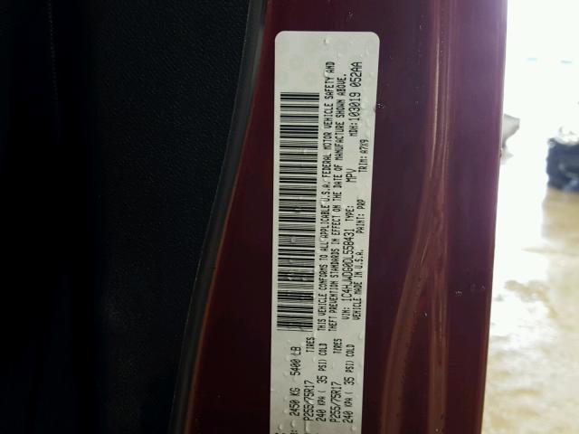 1C4HJWDG0DL558431 - 2013 JEEP WRANGLER U MAROON photo 10