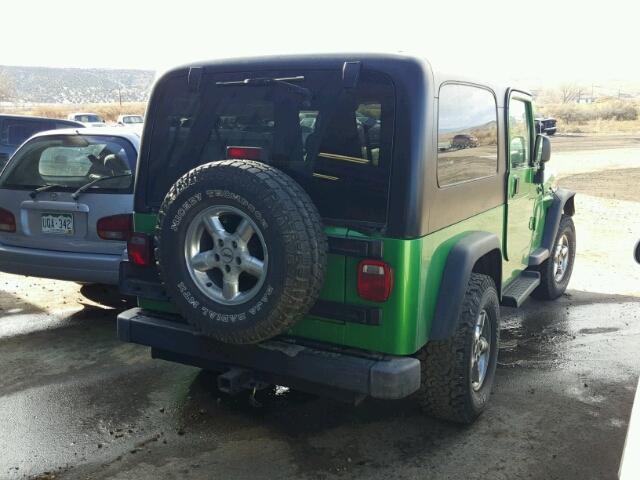 1J4FA49S14P767429 - 2004 JEEP WRANGLER / GREEN photo 4