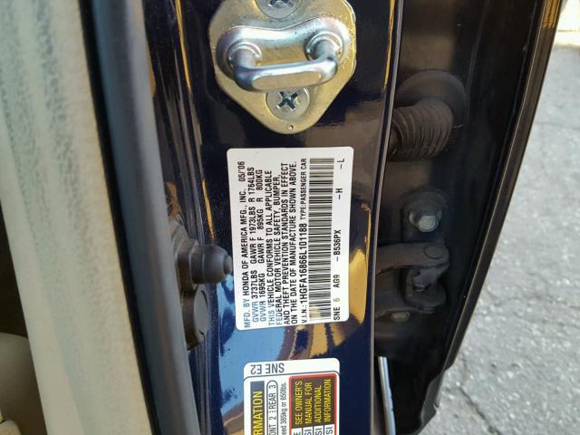 1HGFA16866L101188 - 2006 HONDA CIVIC EX ლურჯი ფოტო 10