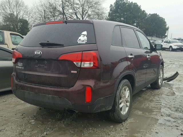 5XYKT3A63EG503527 - 2014 KIA SORENTO LX MAROON photo 4