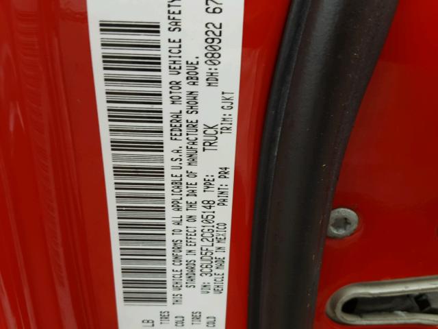 3C6UD5FL2CG105148 - 2012 DODGE RAM 2500 L RED photo 10