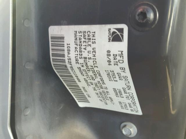 1G8AJ52F95Z110400 - 2005 SATURN ION LEVEL 银色 照片 10