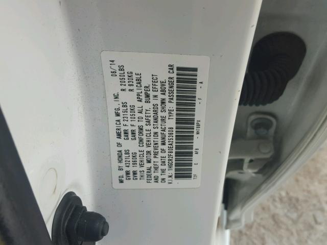 1HGCR2F80EA253608 - 2014 HONDA ACCORD EXL WHITE photo 10