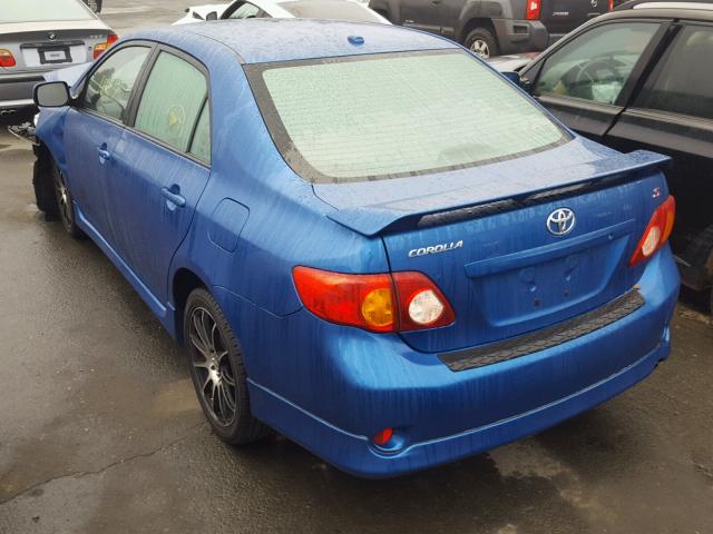 1NXBU40E99Z015467 - 2009 TOYOTA COROLLA BA BLUE photo 3