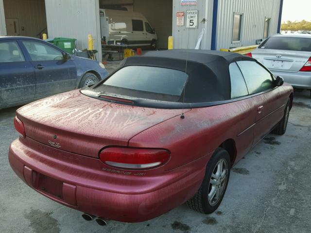 3C3EL55H6VT556501 - 1997 CHRYSLER SEBRING JX BURGUNDY photo 4