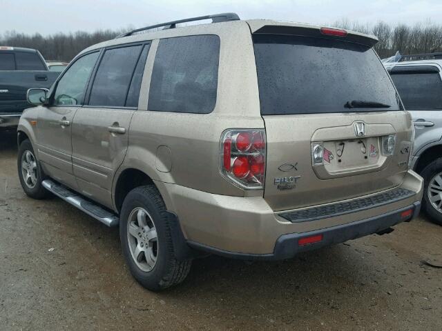 2HKYF18467H504807 - 2007 HONDA PILOT EX TAN photo 3