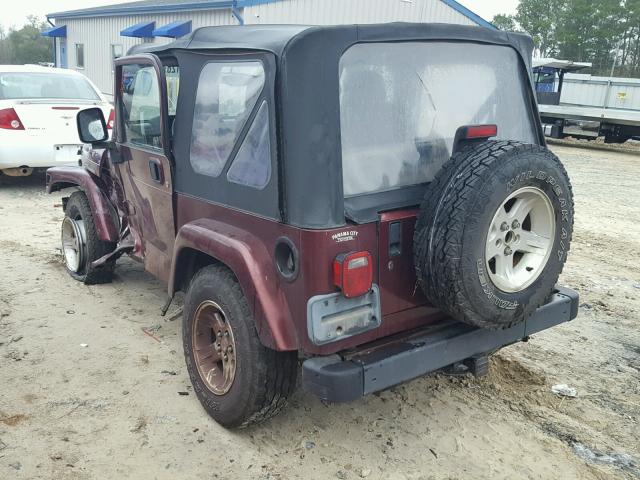 1J4FA59S34P722210 - 2004 JEEP WRANGLER / MAROON photo 3