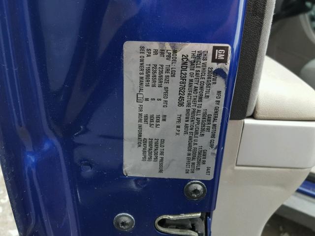 2CNDL23F876224506 - 2007 CHEVROLET EQUINOX LS BLUE photo 10