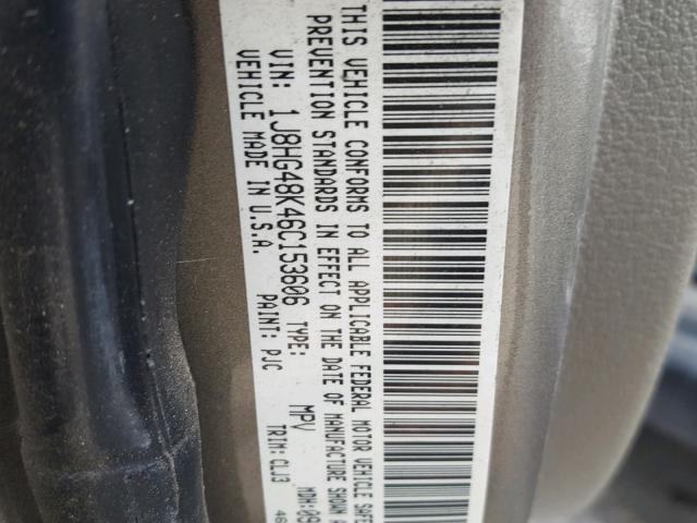 1J8HG48K46C153606 - 2006 JEEP COMMANDER ოქროსფერი ფოტო 10