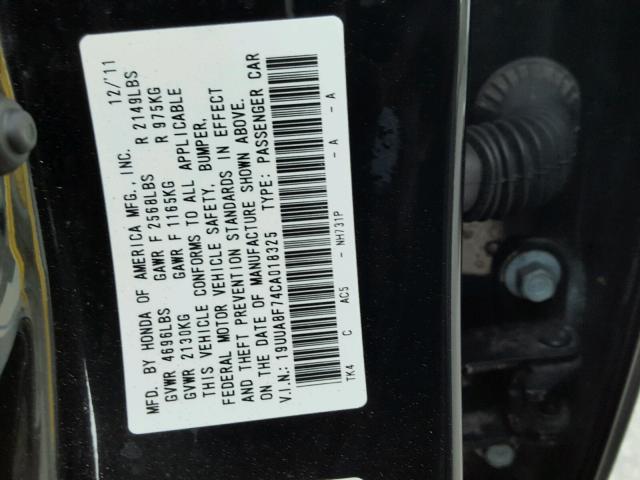 19UUA8F74CA018325 - 2011 ACURA TL BLACK photo 10