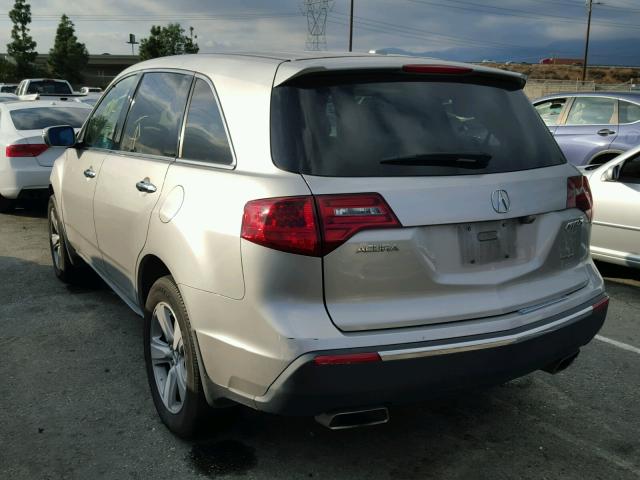 2HNYD2H68BH515350 - 2011 ACURA MDX TECHNO SILVER photo 3