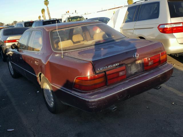 JT8UF11E7M0092650 - 1991 LEXUS LS 400 BURGUNDY photo 3