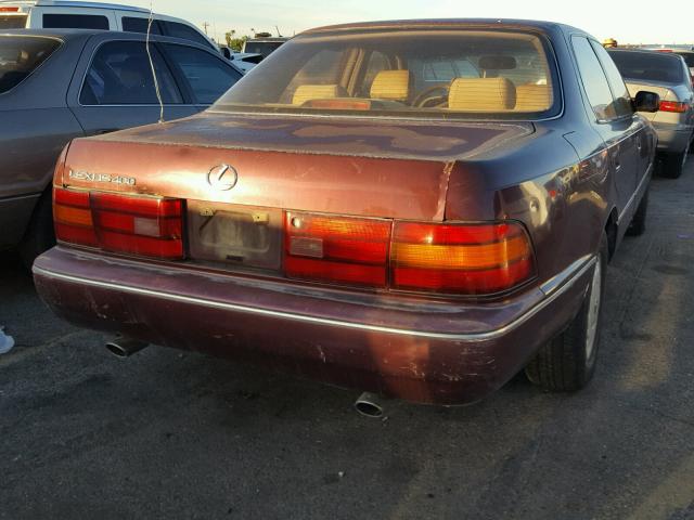 JT8UF11E7M0092650 - 1991 LEXUS LS 400 BURGUNDY photo 4