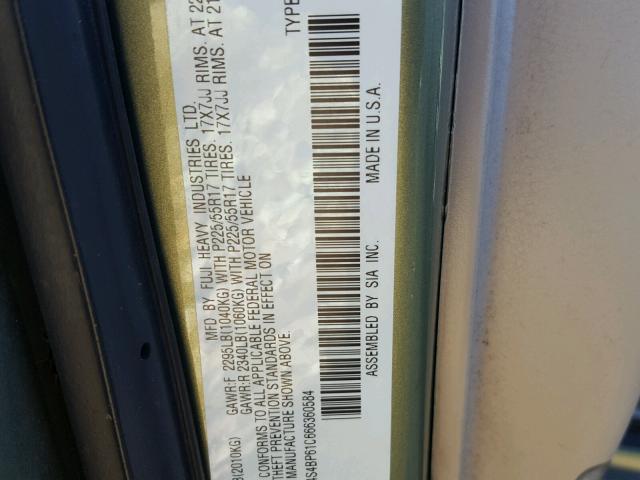 4S4BP61C666360584 - 2006 SUBARU LEGACY OUT GREEN photo 10