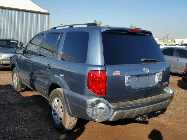 2HKYF18535H543070 - 2005 HONDA PILOT EXL BLUE photo 3