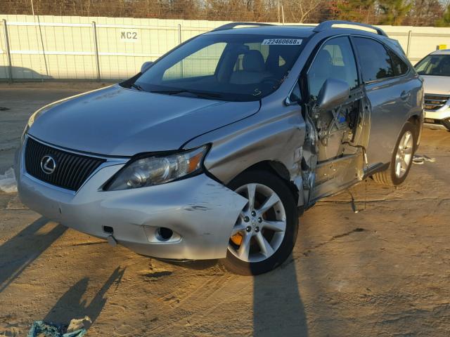 2T2ZK1BA7AC004692 - 2010 LEXUS RX 350 SILVER photo 2