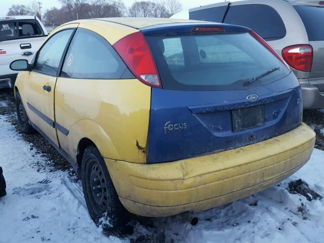 3FAFP31311R119750 - 2001 FORD FOCUS ZX3 YELLOW photo 3