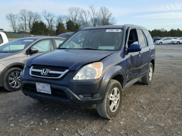 JHLRD78812C072120 - 2002 HONDA CR-V EX BLUE photo 2