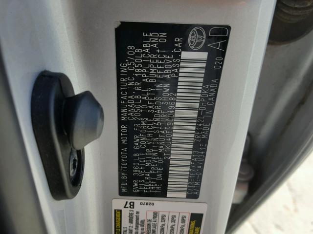 2T1KU40E59C049682 - 2009 TOYOTA COROLLA MA GRAY photo 10