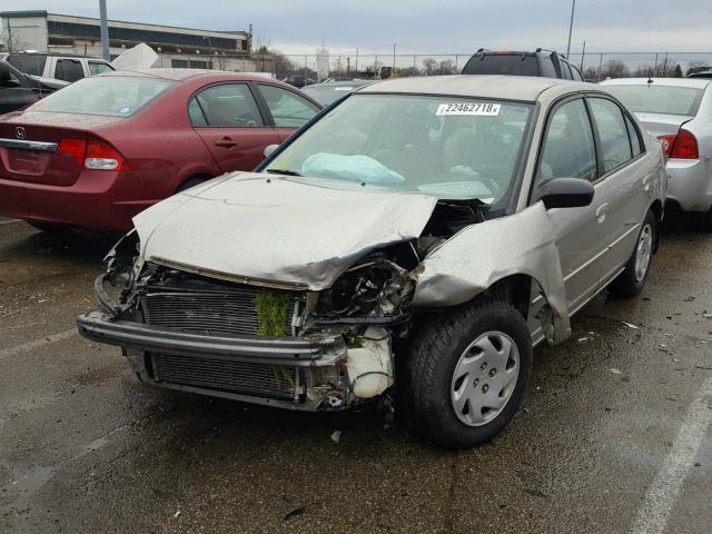 1HGES16563L027877 - 2003 HONDA CIVIC LX BEIGE photo 2