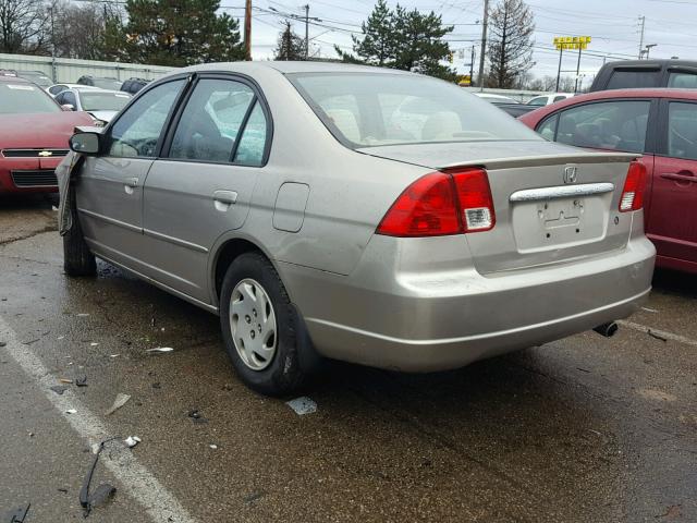 1HGES16563L027877 - 2003 HONDA CIVIC LX BEIGE photo 3