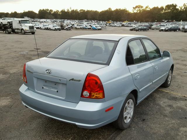 KMHCG45C95U575731 - 2005 HYUNDAI ACCENT GL BLUE photo 4