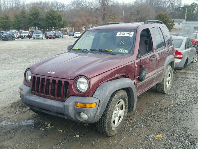 1J4GL48K33W648060 - 2003 JEEP LIBERTY SP BURGUNDY photo 2