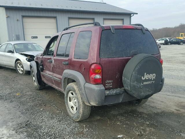 1J4GL48K33W648060 - 2003 JEEP LIBERTY SP BURGUNDY photo 3