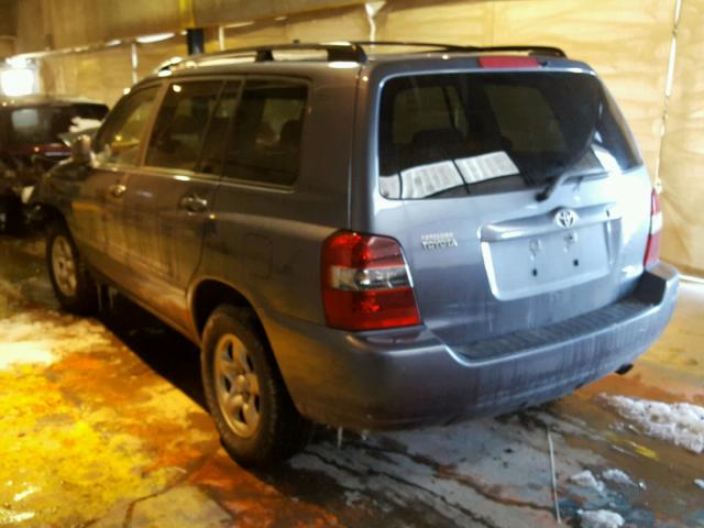 JTEGD21A760136362 - 2006 TOYOTA HIGHLANDER BLUE photo 3