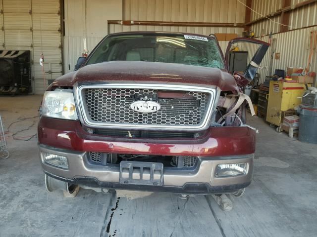 1FTPW12525KC40285 - 2005 FORD F150 SUPER BURGUNDY photo 9