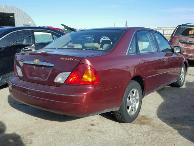 4T1BF28B42U208253 - 2002 TOYOTA AVALON XL MAROON photo 4