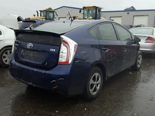 JTDKN3DU1D1648617 - 2013 TOYOTA PRIUS BLUE photo 4