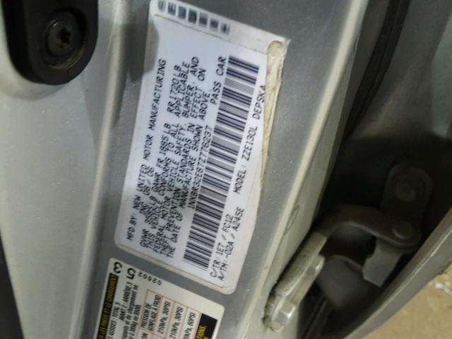 1NXBR32E87Z776237 - 2007 TOYOTA COROLLA CE SILVER photo 10